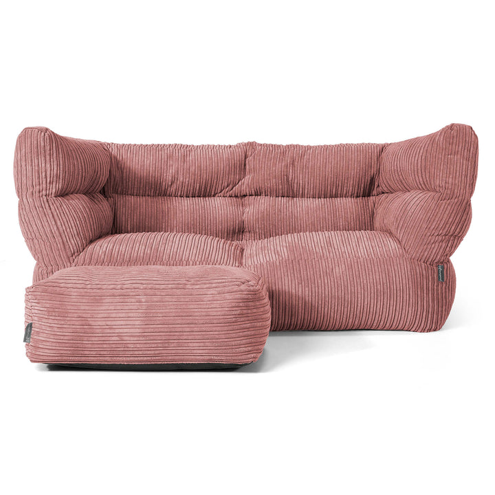 Louis 2 Seater Sofa Bean Bag - Cord Peach 02