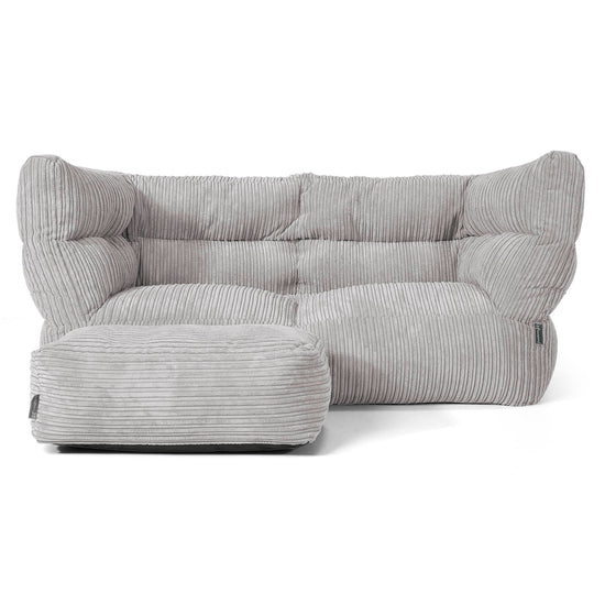 Louis 2 Seater Sofa Bean Bag - Cord Silver Grey 02
