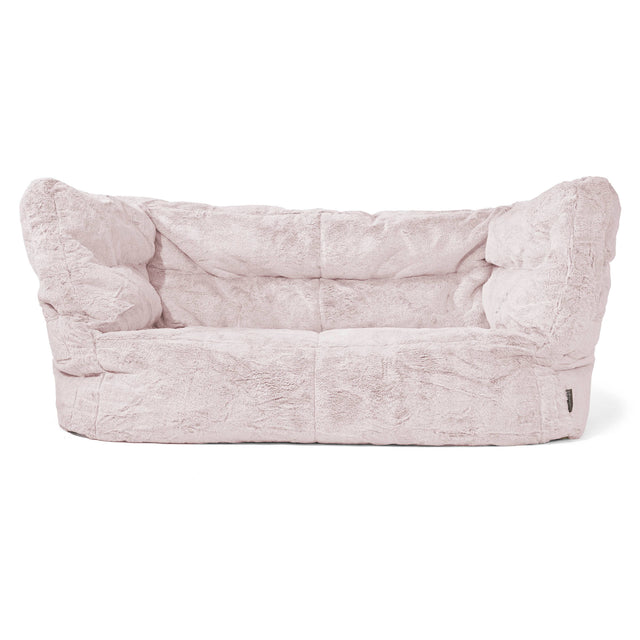 Louis 2 Seater Sofa Bean Bag - Fluffy Faux Fur Rabbit Dusty Pink 01