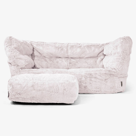 Louis 2 Seater Sofa Bean Bag - Fluffy Faux Fur Rabbit Dusty Pink 02
