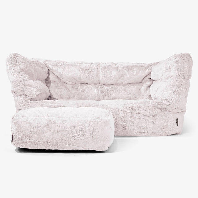 Louis 2 Seater Sofa Bean Bag - Fluffy Faux Fur Rabbit Dusty Pink 02
