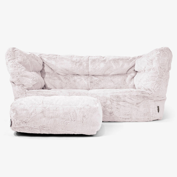 Louis 2 Seater Sofa Bean Bag - Fluffy Faux Fur Rabbit Dusty Pink 02
