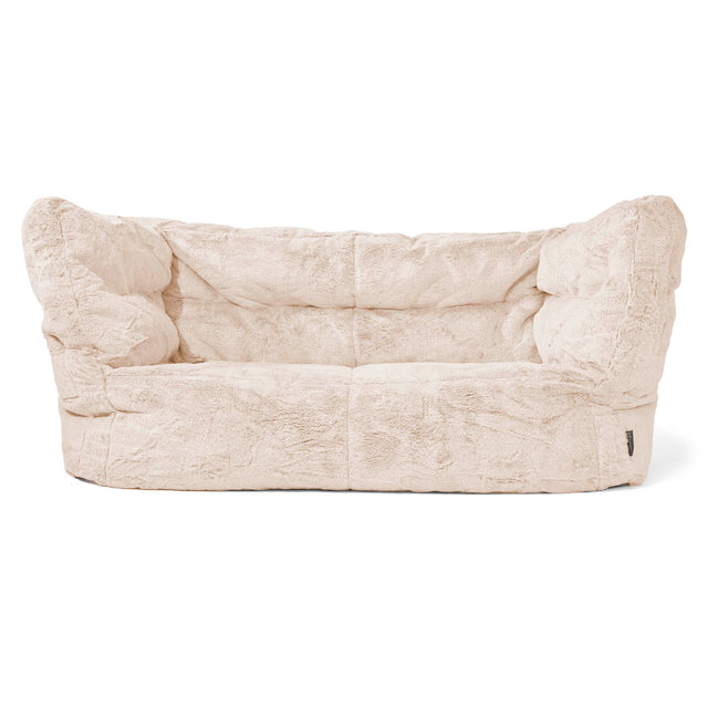 Louis 2 Seater Sofa Bean Bag - Fluffy Faux Fur Rabbit White 01