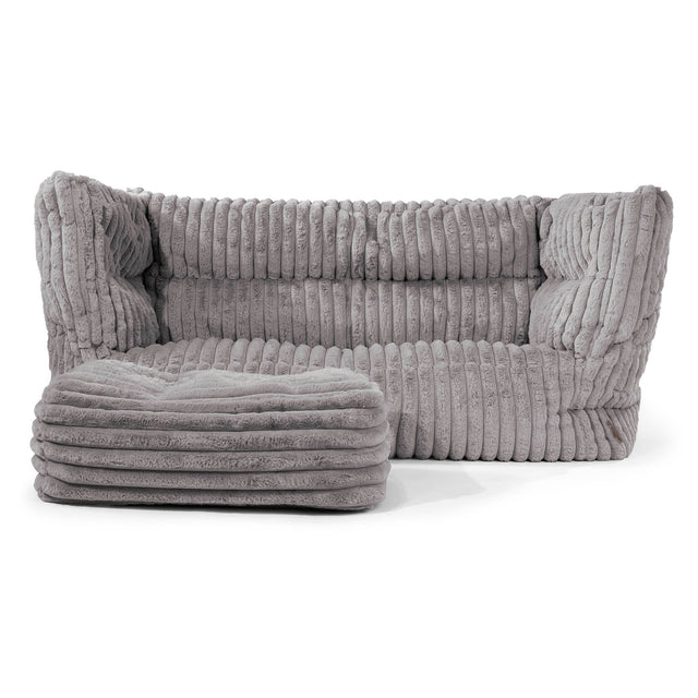 Louis 2 Seater Sofa Bean Bag - Ultra Plush Cord Grey 02