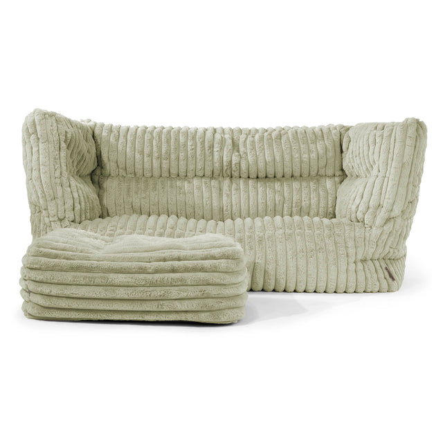 Louis 2 Seater Sofa Bean Bag - Ultra Plush Cord Sage Green 02