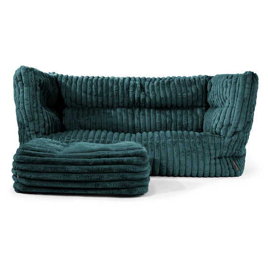 Louis 2 Seater Sofa Bean Bag - Ultra Plush Cord Teal 02