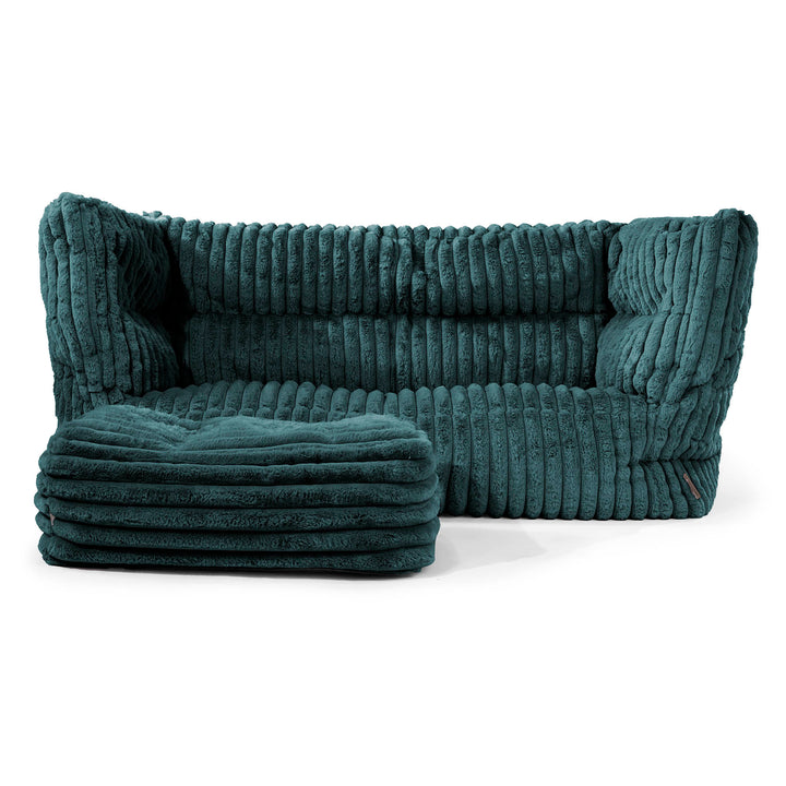 Louis 2 Seater Sofa Bean Bag - Ultra Plush Cord Teal 02