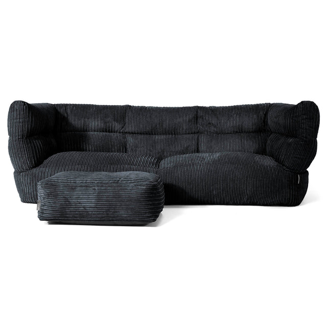 Louis 3 Seater Sofa Bean Bag - Cord Black 02