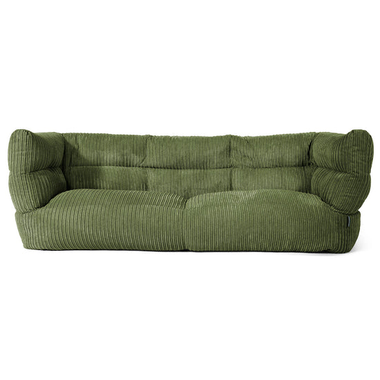 Louis 3 Seater Sofa Bean Bag - Cord Forest Green 01