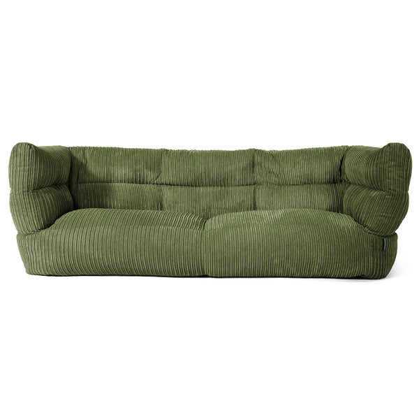 Louis 3 Seater Sofa Bean Bag - Cord Forest Green 01
