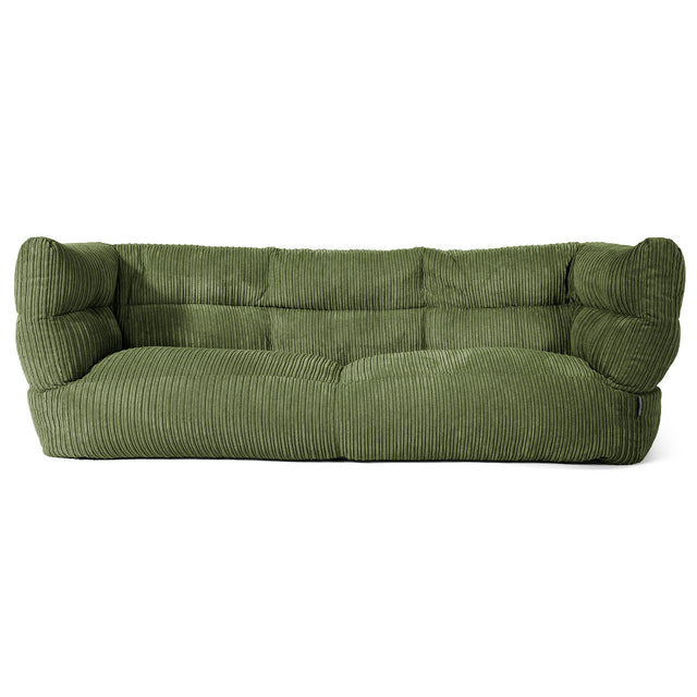 Louis 3 Seater Sofa Bean Bag - Cord Forest Green 01