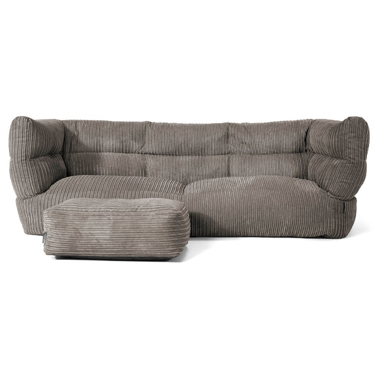 Louis 3 Seater Sofa Bean Bag - Cord Graphite Grey 02