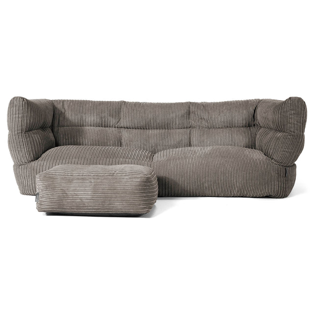 Louis 3 Seater Sofa Bean Bag - Cord Graphite Grey 02