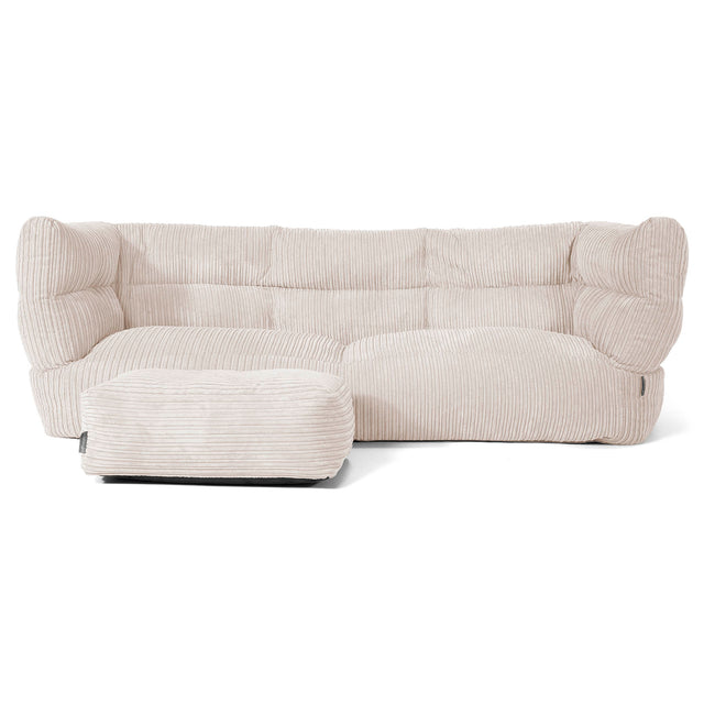 Louis 3 Seater Sofa Bean Bag - Cord Ivory 02