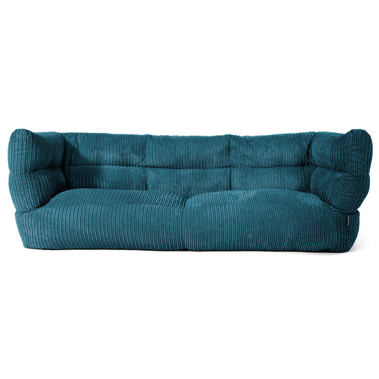 Louis 3 Seater Sofa Bean Bag - Cord Teal Blue 01