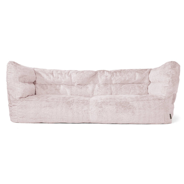 Louis 3 Seater Sofa Bean Bag - Fluffy Faux Fur Rabbit Dusty Pink 01