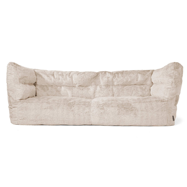Louis 3 Seater Sofa Bean Bag - Fluffy Faux Fur Rabbit Golden Brown 01