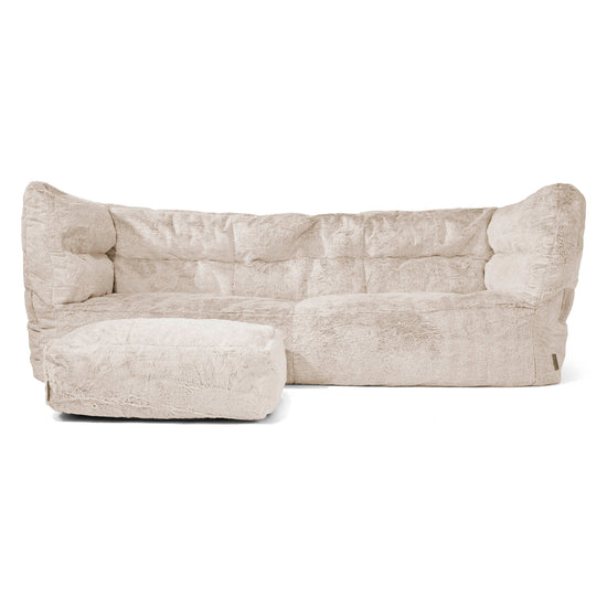 Louis 3 Seater Sofa Bean Bag - Fluffy Faux Fur Rabbit Golden Brown 02