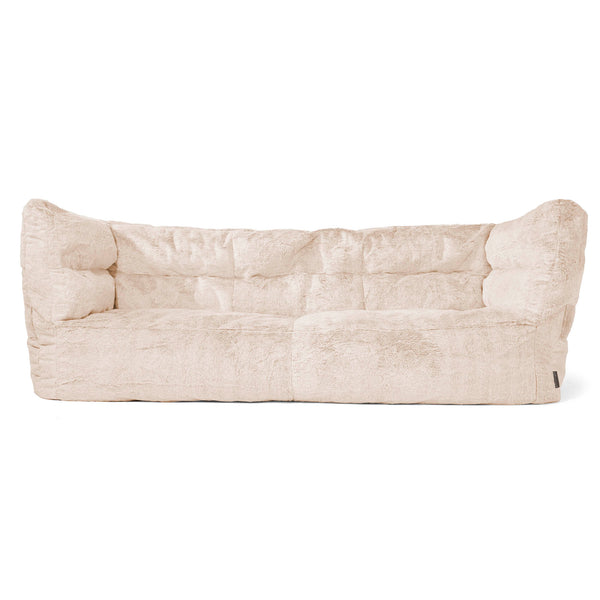 Louis 3 Seater Sofa Bean Bag - Fluffy Faux Fur Rabbit White 01