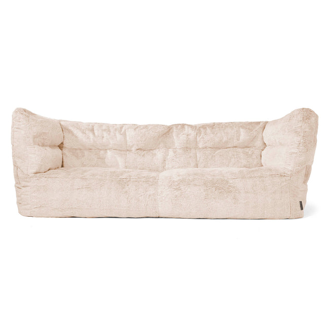 Louis 3 Seater Sofa Bean Bag - Fluffy Faux Fur Rabbit White 01