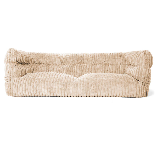 Louis 3 Seater Sofa Bean Bag - Ultra Plush Cord Cream 01