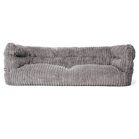 Louis 3 Seater Sofa Bean Bag - Ultra Plush Cord Grey 01