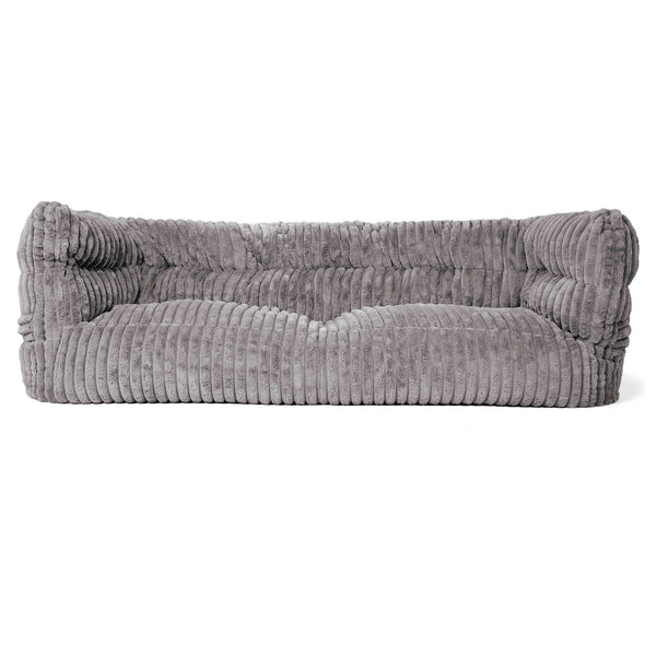 Louis 3 Seater Sofa Bean Bag - Ultra Plush Cord Grey 01