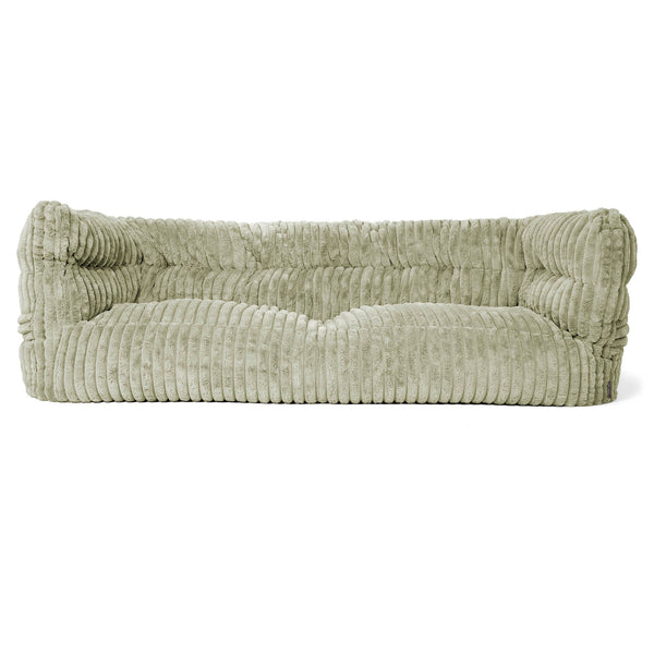 Louis 3 Seater Sofa Bean Bag - Ultra Plush Cord Sage Green 01