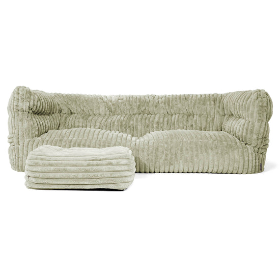 Louis 3 Seater Sofa Bean Bag - Ultra Plush Cord Sage Green 02