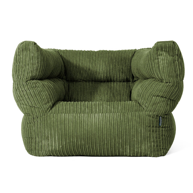 Louis Armchair Bean Bag - Cord Forest Green 01