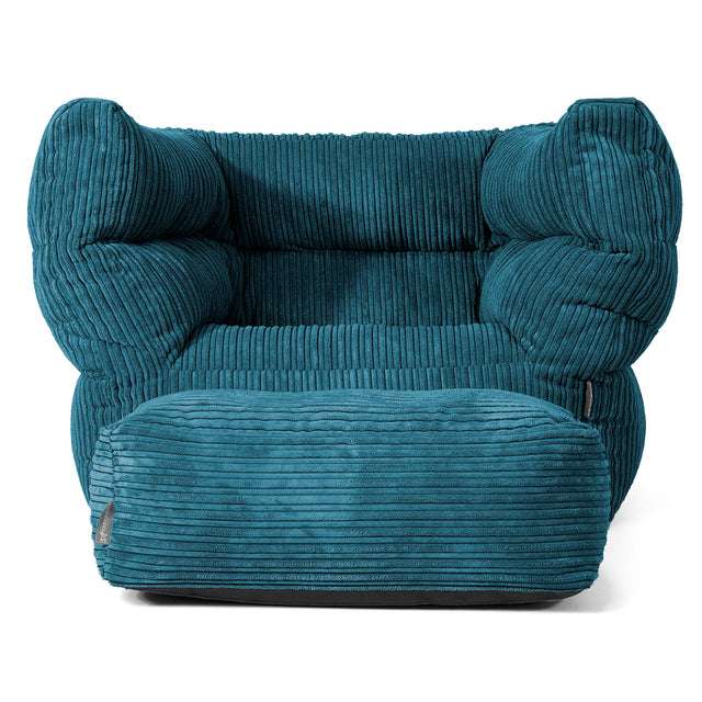 Louis Armchair Bean Bag - Cord Teal Blue 02