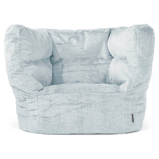 Louis Armchair Bean Bag - Fluffy Faux Fur Rabbit Dusty Blue 01