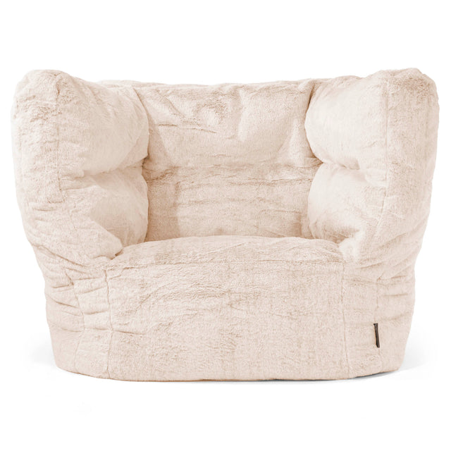 Louis Armchair Bean Bag - Fluffy Faux Fur Rabbit White 01
