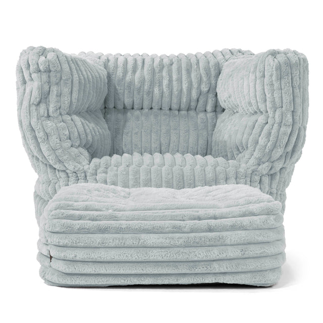 Louis Armchair Bean Bag - Ultra Plush Cord Duck Egg Blue 02