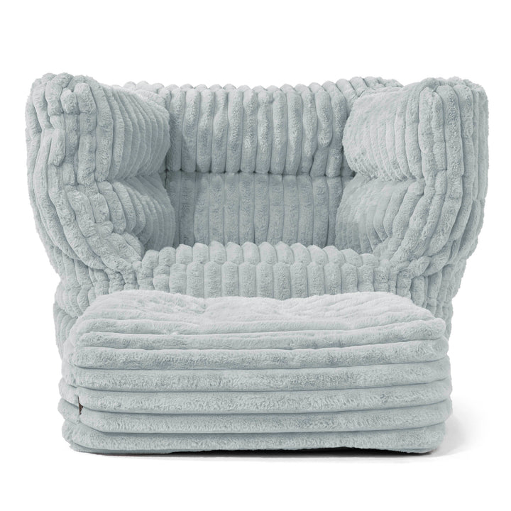 Louis Armchair Bean Bag - Ultra Plush Cord Duck Egg Blue 02