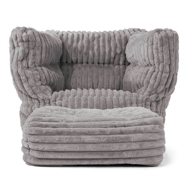 Louis Armchair Bean Bag - Ultra Plush Cord Grey 02