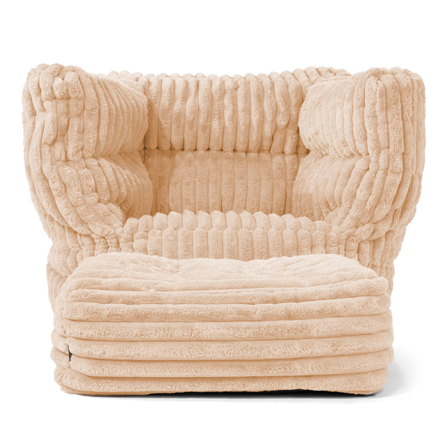 Louis Armchair Bean Bag - Ultra Plush Cord Peach 02