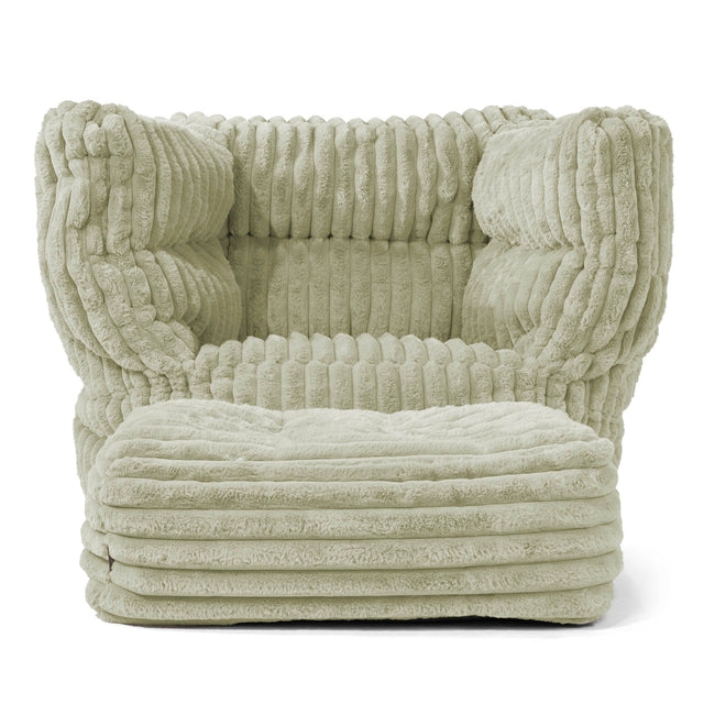 Louis Armchair Bean Bag - Ultra Plush Cord Sage Green 02