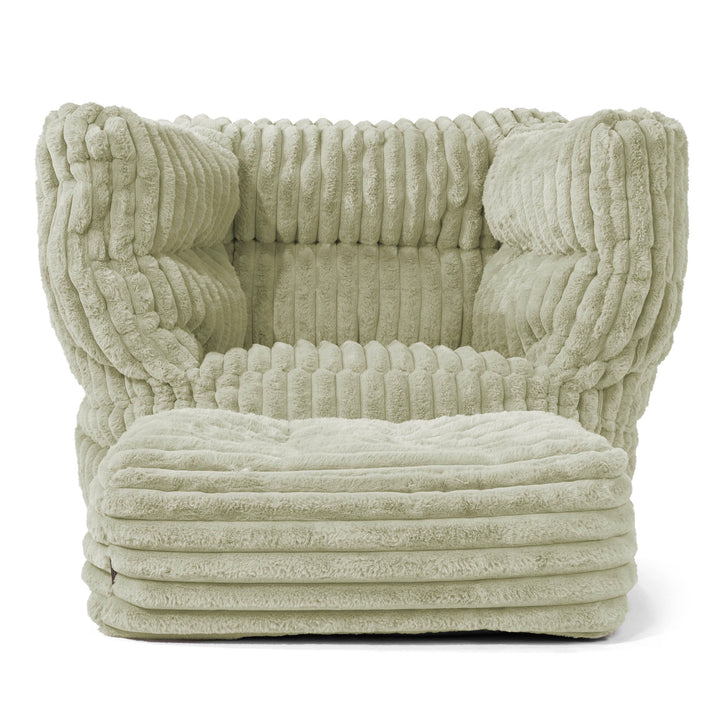 Louis Armchair Bean Bag - Ultra Plush Cord Sage Green 02