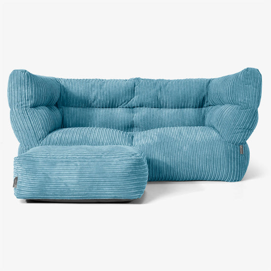 The 2 Seater Albert Sofa Bean Bag 2.0 - Cord Aegean Blue 02