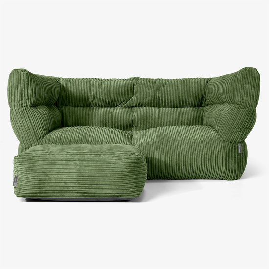 The 2 Seater Albert Sofa Bean Bag 2.0 - Cord Forest Green 02