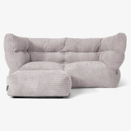 The 2 Seater Albert Sofa Bean Bag 2.0 - Cord Silver Grey 02