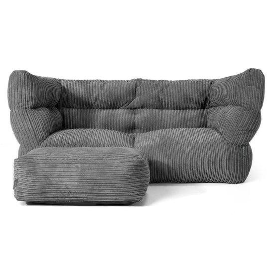 The 2 Seater Albert Sofa Bean Bag 2.0 - Cord Slate Grey 02