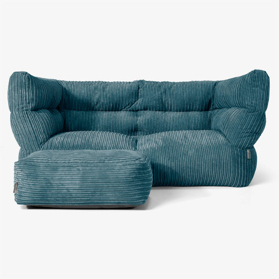 The 2 Seater Albert Sofa Bean Bag 2.0 - Cord Teal Blue 02