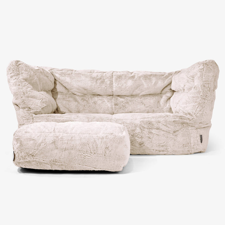 The 2 Seater Albert Sofa Bean Bag 2.0 - Fluffy Faux Fur Rabbit Golden Brown 02