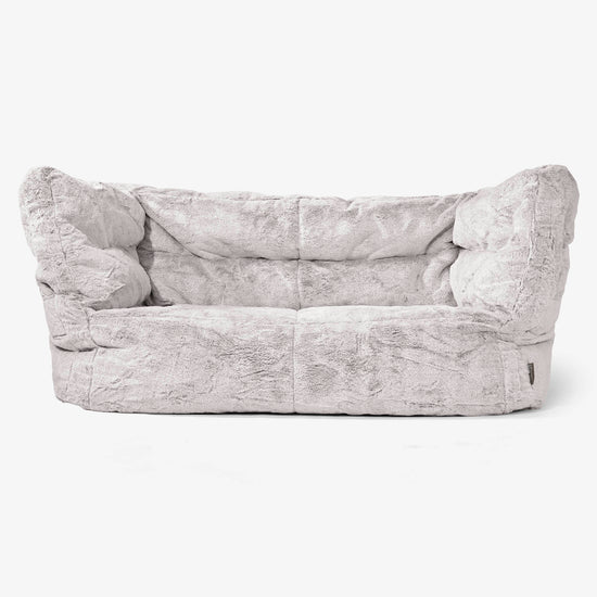 The 2 Seater Albert Sofa Bean Bag 2.0 - Fluffy Faux Fur Rabbit Light Grey 01