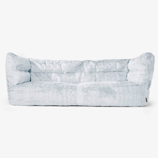 The 3 Seater Albert Sofa Bean Bag 2.0 - Fluffy Faux Fur Rabbit Dusty Blue 01