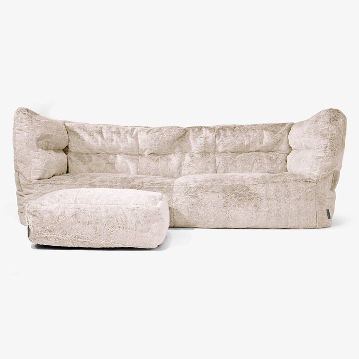 The 3 Seater Albert Sofa Bean Bag 2.0 - Fluffy Faux Fur Rabbit Golden Brown 02