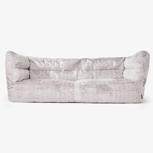The 3 Seater Albert Sofa Bean Bag 2.0 - Fluffy Faux Fur Rabbit Light Grey
