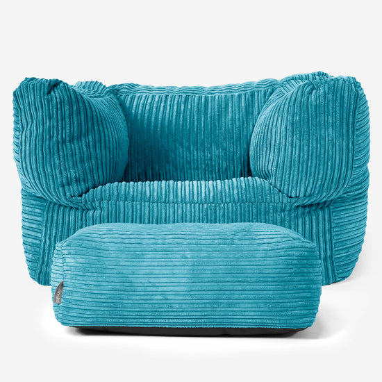 Albert Bean Bag Armchair - Cord Aegean Blue 02